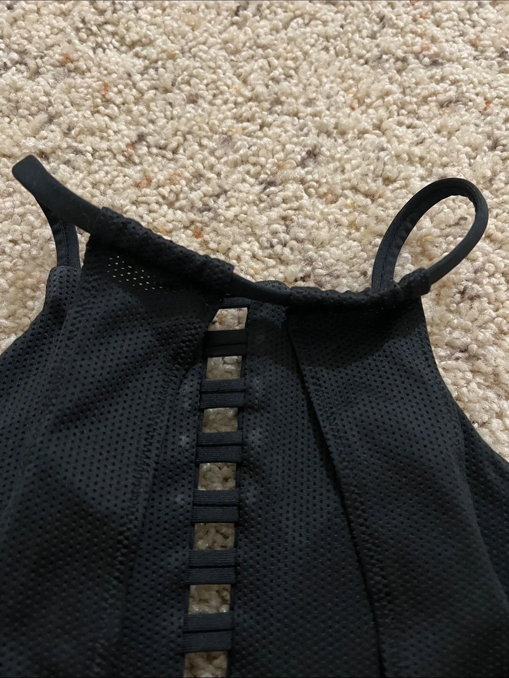 Nike Black High-Neck Ladder-Front Sports Bra